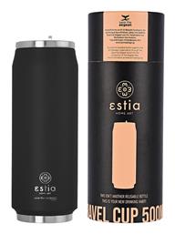 Travel Cup Save The Aegean Ποτήρι Θερμός με Καλαμάκι Black Matte 500ml 01-7843 Estia